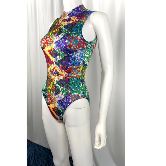 Vintage 2000’s ‘Cheerleader & Danz Team’ Multicoloured Mockneck Bodysuit - XS - Picture 9 of 10